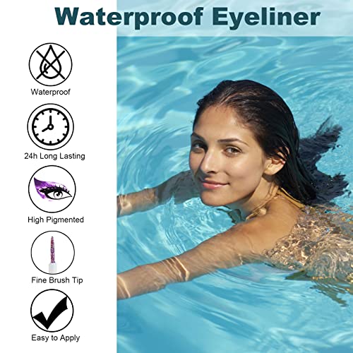 Rosarden Purple Glitter Eyeliner Liquid - Waterproof Shimmer Eye Liner