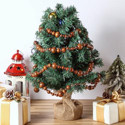 Wood Bead Garland for Christmas Tree Coffee - 2 Pieces, 16.4 Feet