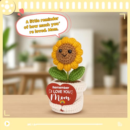 Ovrrcame MOM Remember I Love You Sunflower Crochet Gift for Mom Birthday & Mother’s Day