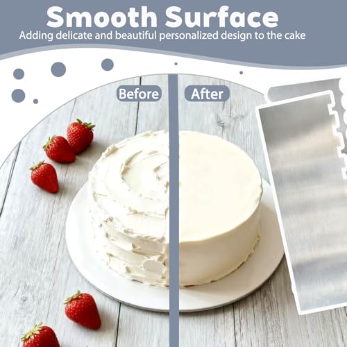 Fuazuzu 2-Piece Stainless Steel Cake Scraper Set for Decorating