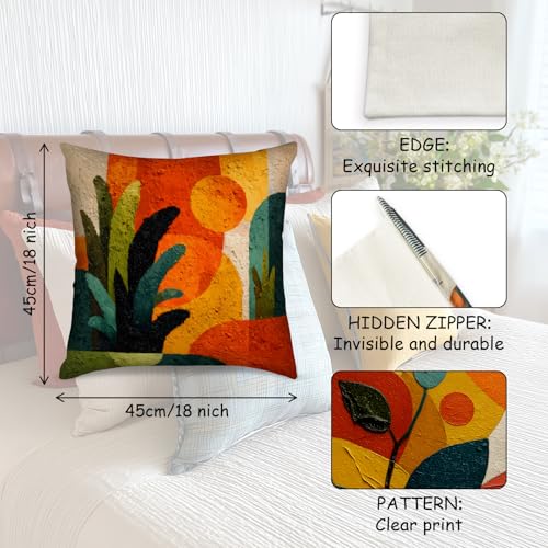 Abstract Art Throw Pillow Covers - 18x18 Inch Decorative Cushion Case Set of 4