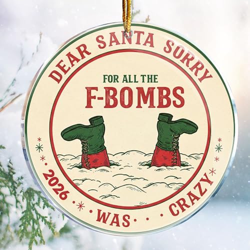 Funny Naughty Christmas Ornament - Dear Santa F-Bombs 3.6" Acrylic