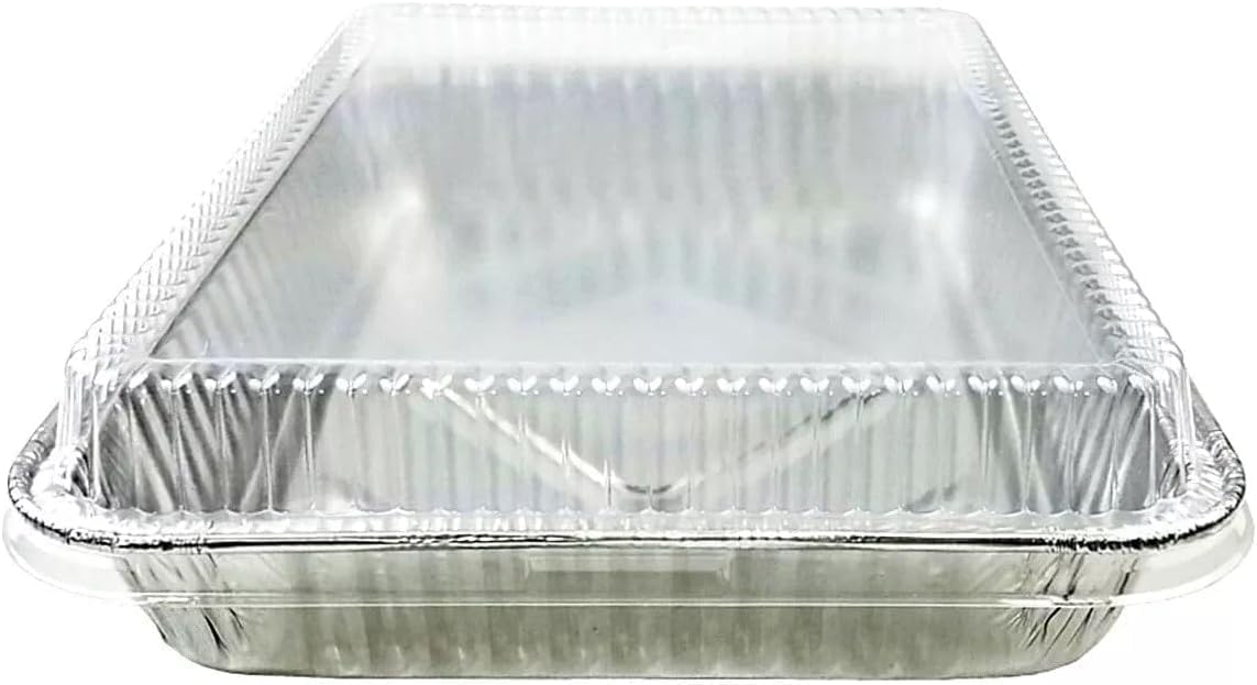 PACTOGO Disposable Aluminum Foil Cake Pans - 13" x 9" x 2" with Dome Lids | Perfect for Baking & Storing (Pack of 12)