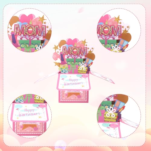 3D Birthday Pop-Up Card with Rhinestones and Envelope - Festive Gift