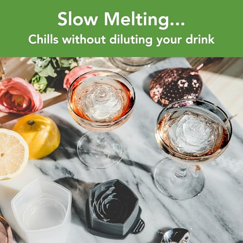 Tovolo Rose Ice Cube Molds Set of 2 - Slow Melting Silicone