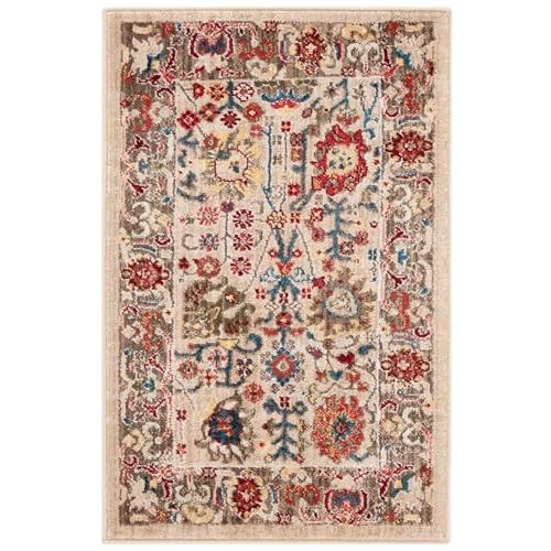 SAFAVIEH Kashan Collection Area Rug - 2' x 3', Beige & Taupe, Traditional Oriental Design, Non-Shedding & Easy Care, Ideal for High Traffic Areas in Living Room, Bedroom, Dining (KSN303K-2)