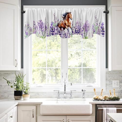 Lavender Flowers Valance Curtain 54x18 Inches for Kitchen & Bathroom