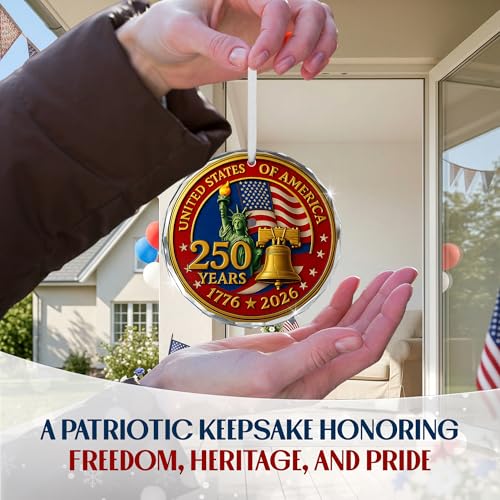FLAGWIX USA 250th Anniversary Glass Ornament - Liberty Legacy Red Design