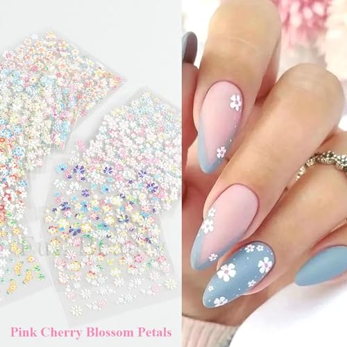 30 Sheets 5D Embossed Floral Nail Stickers Self-Adhesive Flower Decals