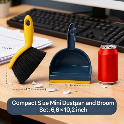Yellow Mini Dustpan and Broom Set - Handheld Combo for Home & Car