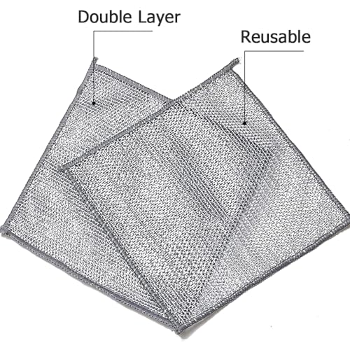 10 PCS Double Layer Stainless Steel Wire Dishwashing Cleaning Cloths