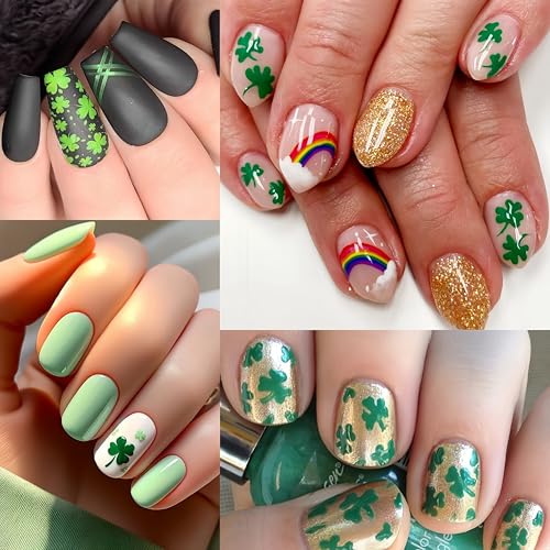 St. Patrick's Day 3D Self-Adhesive Nail Stickers - 8 Sheets Shamrock Decals