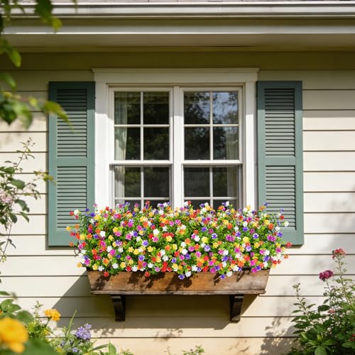 Besteek 24-Bundle Artificial Flowers, UV Resistant Mixed Color Faux Plants