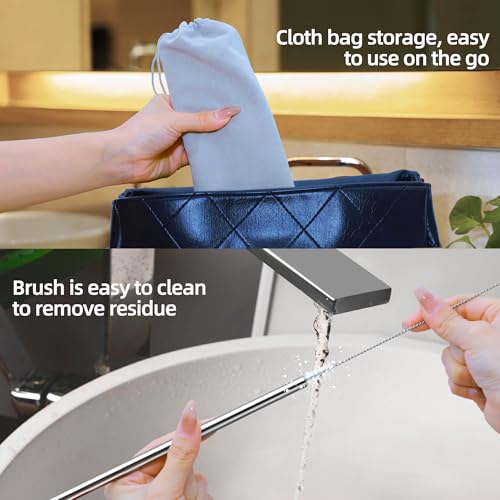JINRICH 6-Pack Reusable Stainless Steel Straws for 40oz Stanley Tumblers