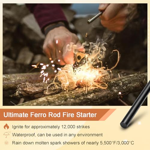 CooBigo 6-Inch Ferrocerium Rod Fire Starter for Camping & Survival