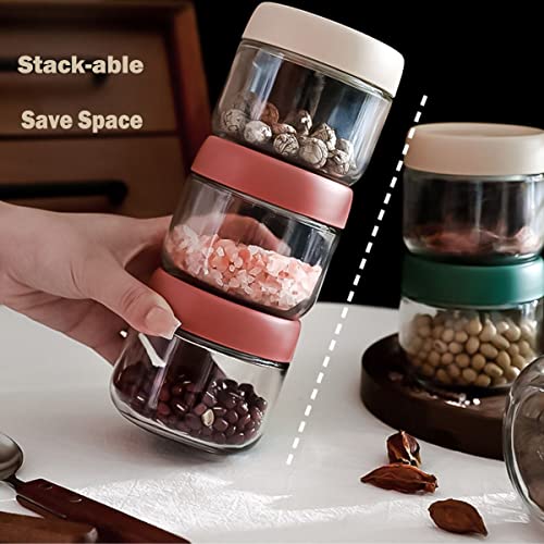 Povinmos 10oz 3-Pack Glass Food Storage Containers with Lids, Meal Prep Jars