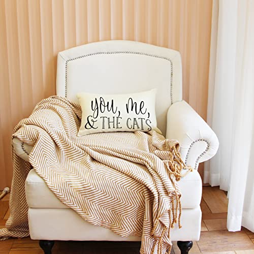 Farmhouse Cat Pillow Cover 12x20 Inch - You Me and The Cats