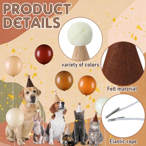 Civaner Mini Party Hats & Boho Brown Balloons Set for Stuffed Animals