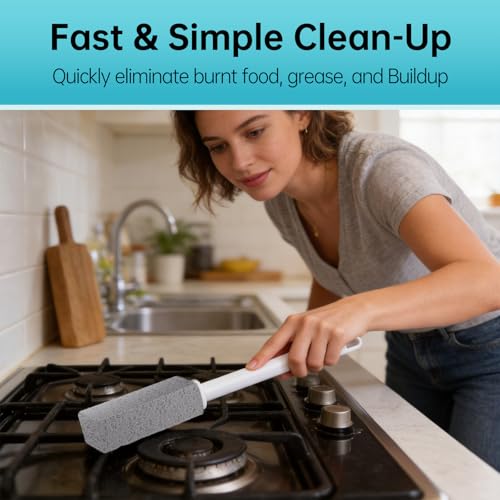 Pumice Stone for Stove Cleaning - 3 Pack with Handle & Hanging Hole