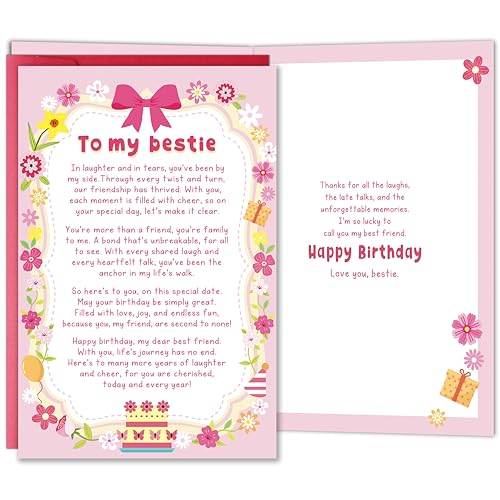 Bestie Poem Birthday Card - Heartfelt Gift for Best Friend