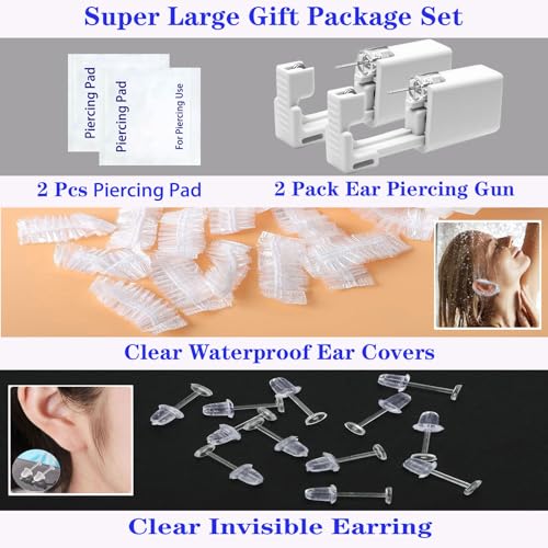 SLVIEKAE Disposable Ear Piercing Gun Kit with Stainless Steel CZ Studs