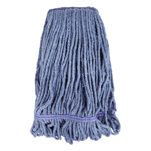 BeiLan Heavy Duty Cotton Wet Mop Head Replacement - 16 oz Blue Looped-End