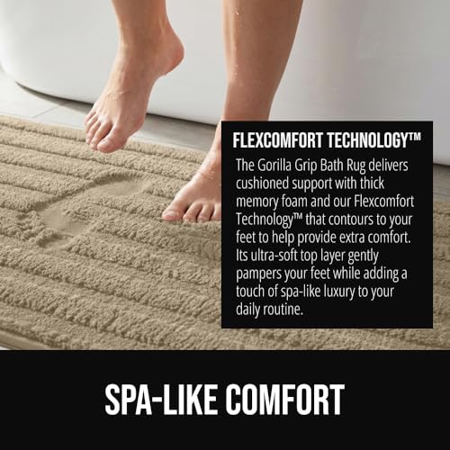 Gorilla Grip Memory Foam Bath Mats, 23x16 & 30x18, Beige - Ultra-Absorbent & Machine Washable