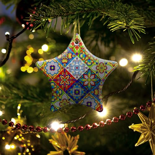Mexican Talavera Ceramic Christmas Ornament 2025 Tree Decoration