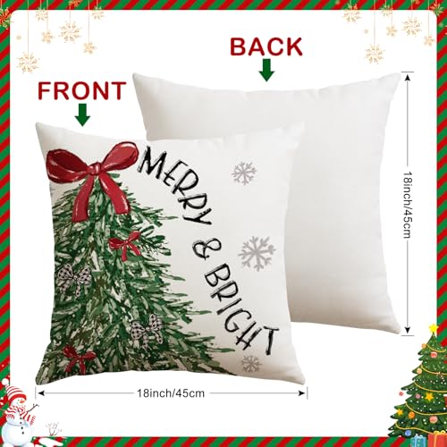 Artscope Christmas Throw Pillow Covers Set of 4 - 18x18 Inch Holiday Decor