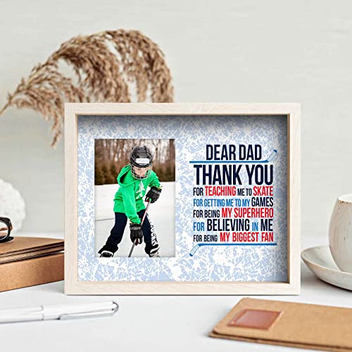 Hockey Dad Picture Frame - Dear Dad Gift for Hockey Enthusiasts - Holds 4x6 Photo
