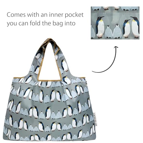 Allydrew Large Foldable Tote Bag - Reusable Grocery Bag with Penguins