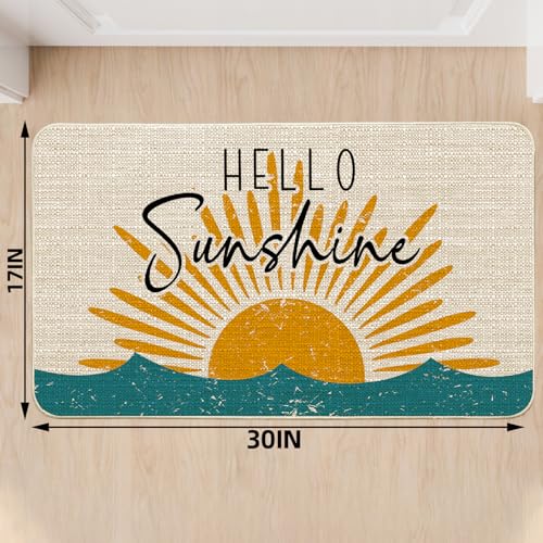 Hello Sunshine Yellow Doormat, 17x30 Non-Slip Entrance Rug (Sunshine1)