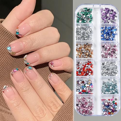 Hganxiu Nail Gems Art Rhinestones Kit with 3D Bows and Diamond Charms