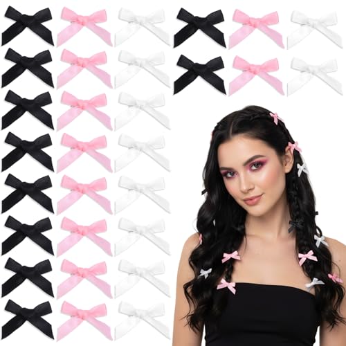 30 Pcs Mini Satin Bow Hair Clips Y2K Hair Accessories for Women Girls