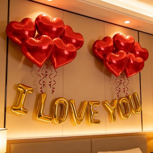 18 Pcs Romantic Valentine Balloon Set - Heart & 'I LOVE YOU' Decor