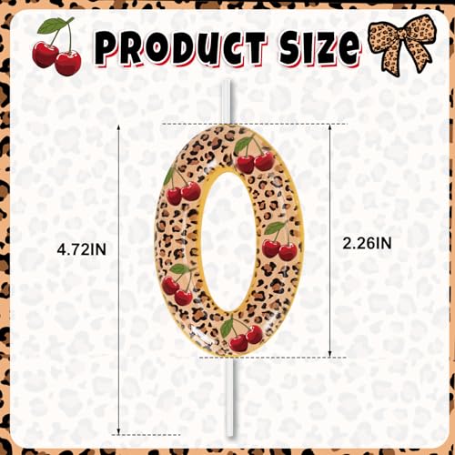 Cheetah Cherry Number 0 Birthday Cake Candle Topper - Y2K Design