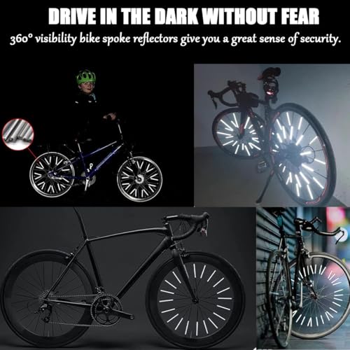 72 Pcs 3M Spoke Reflectors for Bicycles, 360¡Æ Visibility Bike Spoke Reflectors, Bike Wheel Reflector Tube, Bike Spoke Skins, Waterproof Warning Spoke Lights Covers for Night Cycling Riding