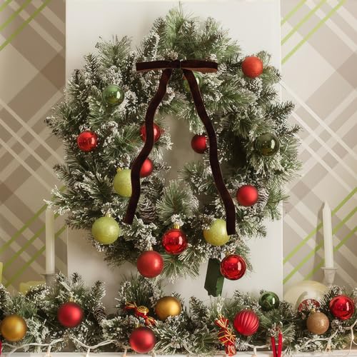 Brown Velvet Christmas Bow Set - 30 Pcs 6x12 Inch Holiday Decor