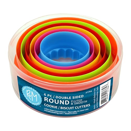 Round Plastic Biscuit & Cookie Cutters Set - Multicolor Nesting Circle Cutters, 6 Sizes, Food Prep