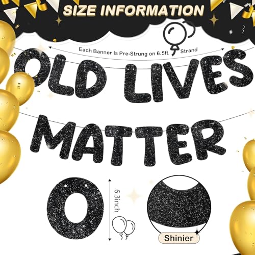 Uparea Pre-Strung Glitter Black Retirement Party Banner 6.56 ft