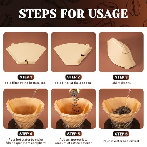 100 Count Unbleached Cone Coffee Filters #4 for 8-12 Cup Drip & Pour Over Coffee