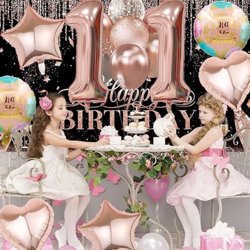 Rose Gold 16th Birthday Balloons Set - 18 Pcs Foil & Latex