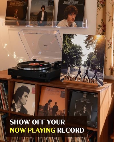 Now Playing Vinyl Record Stand - Tabletop Holder for LPs