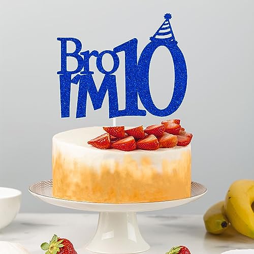 Happy 10th Birthday Cake Topper - Bro I'm 10 Decoration for Boys