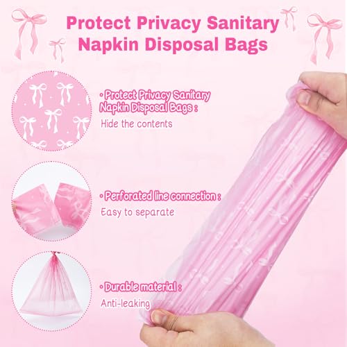 150 Lavender Scented Pink Bow Sanitary Napkin Disposal Bags