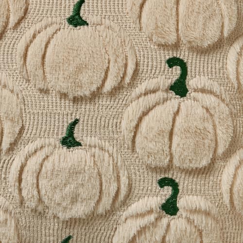 Beige Fall Pillow Covers 18x18 (Set of 2) - Plush Pumpkin Design