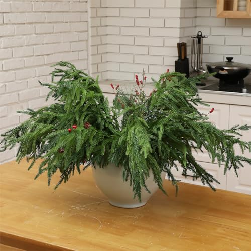 Artificial Christmas Norfolk Pine Branches - 12 Pack, 30 Inches Tall - Holiday Decor