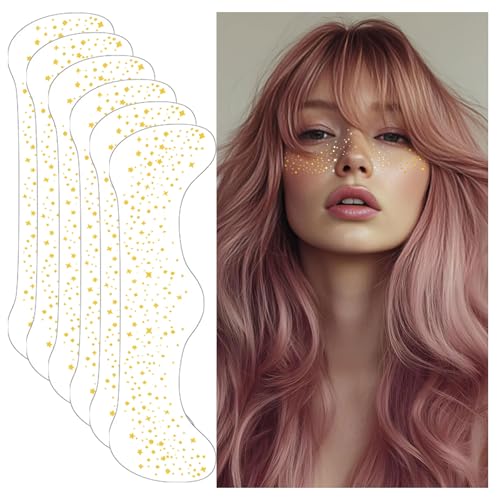 Corabsar Gold Glitter Freckles Face Tattoo Stickers 6pcs
