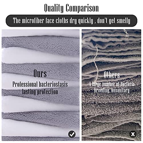 TENSTARS 12 Pack Ultra Soft Microfiber Washcloths - Quick Drying & Highly Absorbent