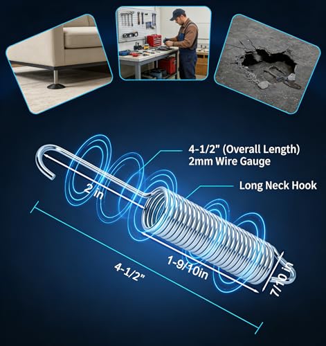 Replacement Recliner Sofa Chair Mechanism Tension Springs - 2PCS, 4-1/2" Heavy Duty Stainless Steel